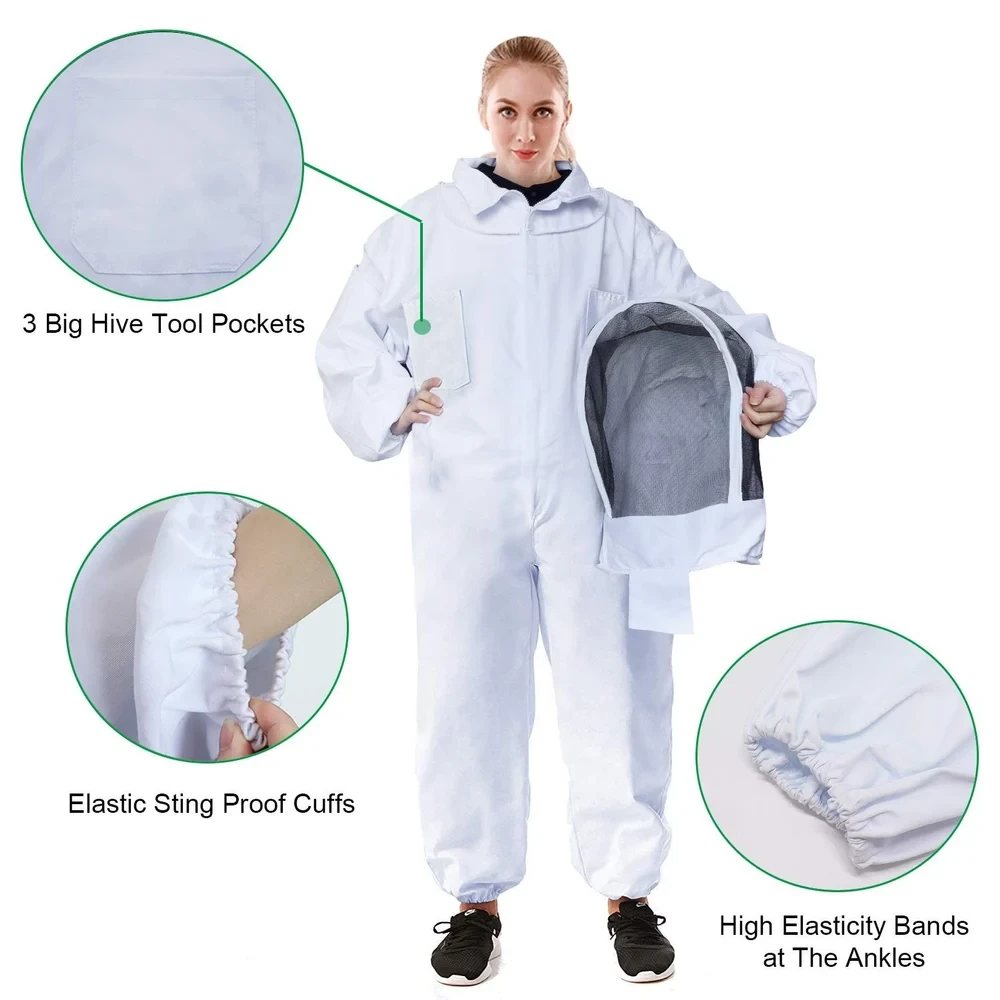 DTC Beekeeping Suit Ventilated Fencing Veil Hood Professional Beekeeper Suit Outfit (XL)